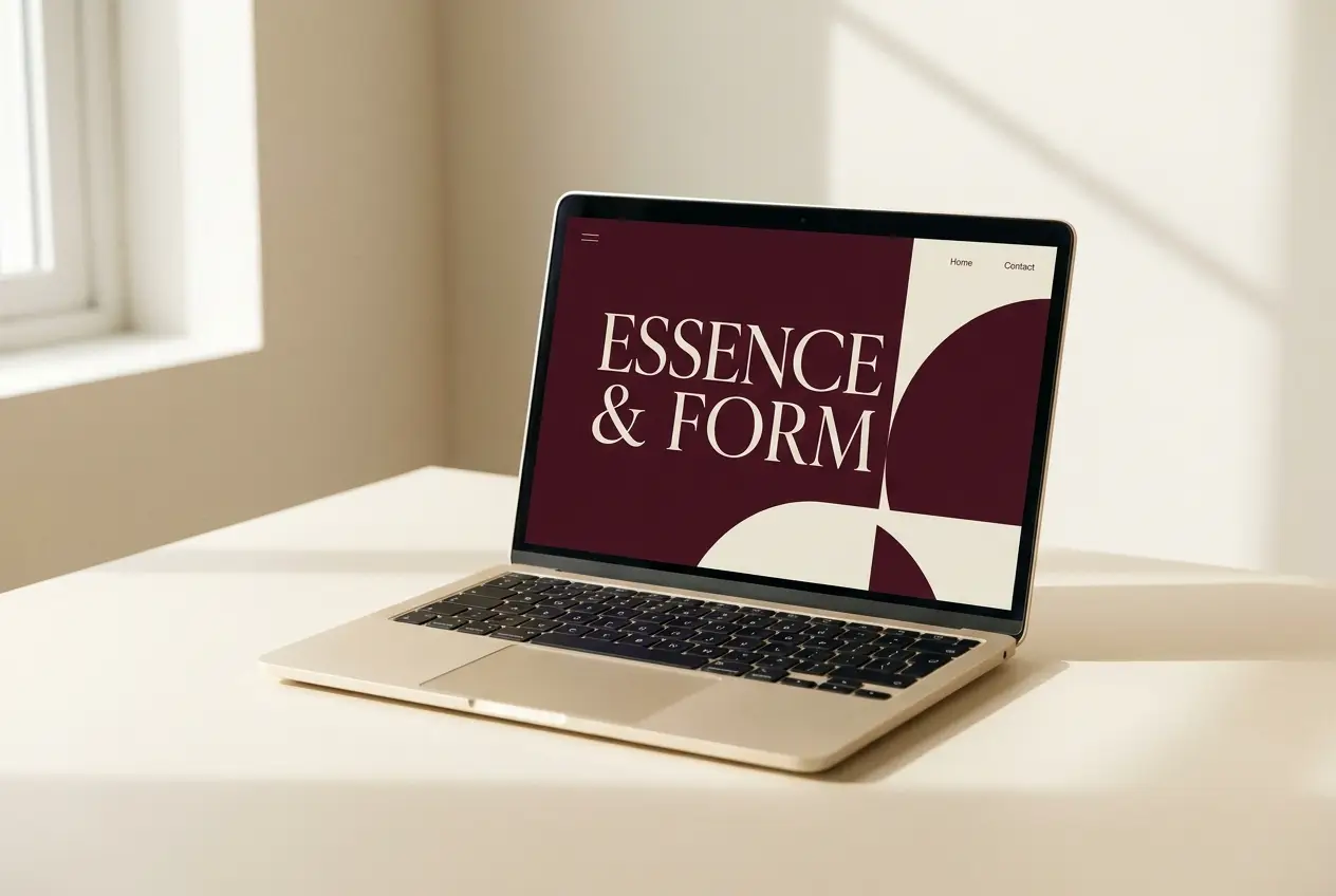 A website designed and built by Fündig, shown on a laptop